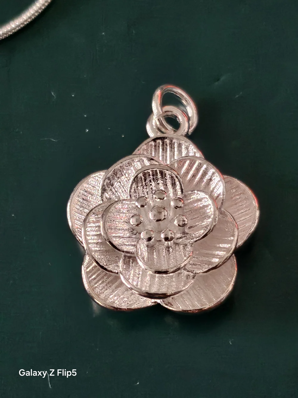Sterling Silver Floral Pendant Necklace - Silver